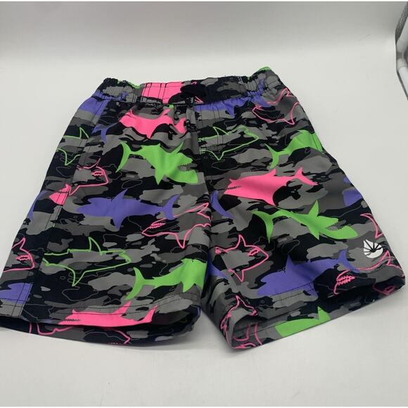 O’rageous Boys Swim Camo Sharks Board Shorts Alaskan Blue & Jasmine Green 2 Pair - Picture 6 of 11